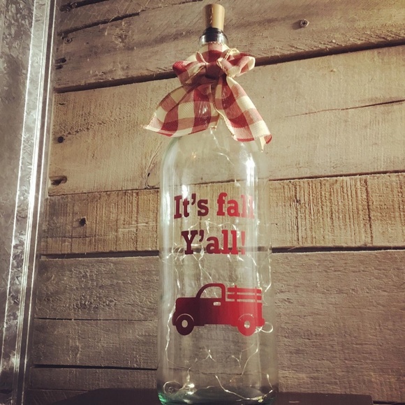 Handmade- ‘It’s Fall Y’all’ wine bottle lantern - Picture 7 of 14